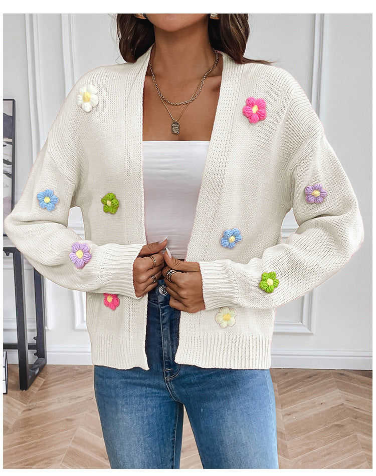 W&W Mode | Handgehäkelter floral gestrickter Cardigan