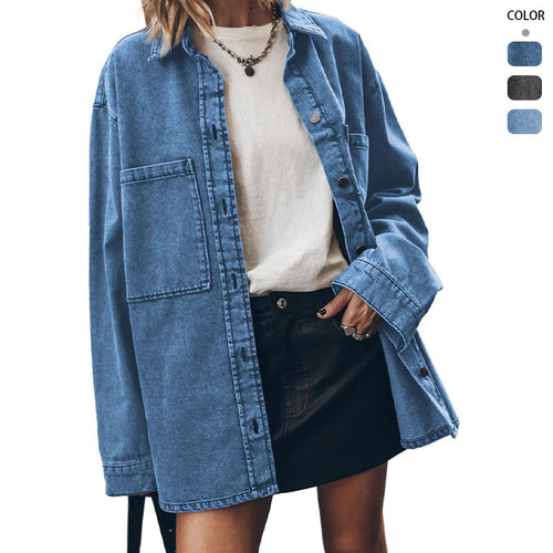 Damen Overshirt aus Denim mit lässigem Schnitt W&W Mode