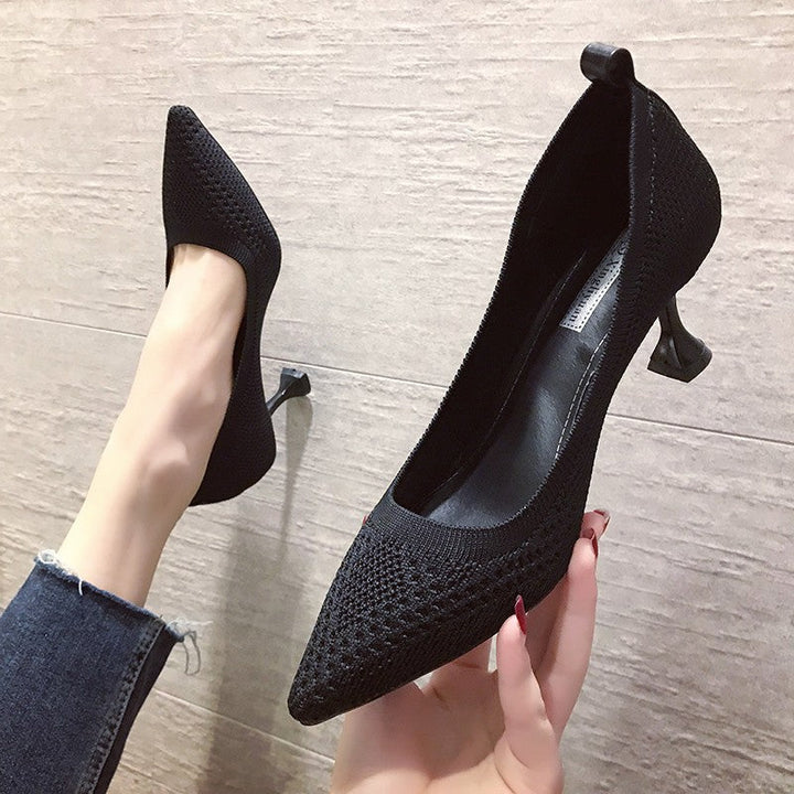 Damen elegante Pumps mit innovativem Strickdesign und hohem Absatz W&W Mode