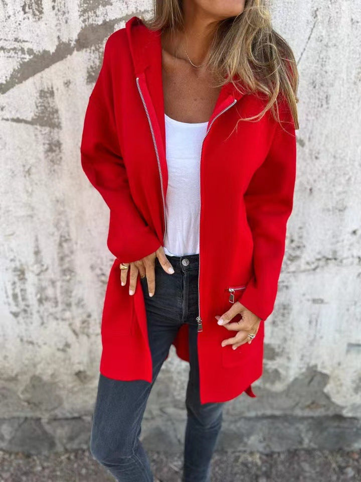 Damen stylische Gemütliche Jacke mit Kapuze W&W Mode