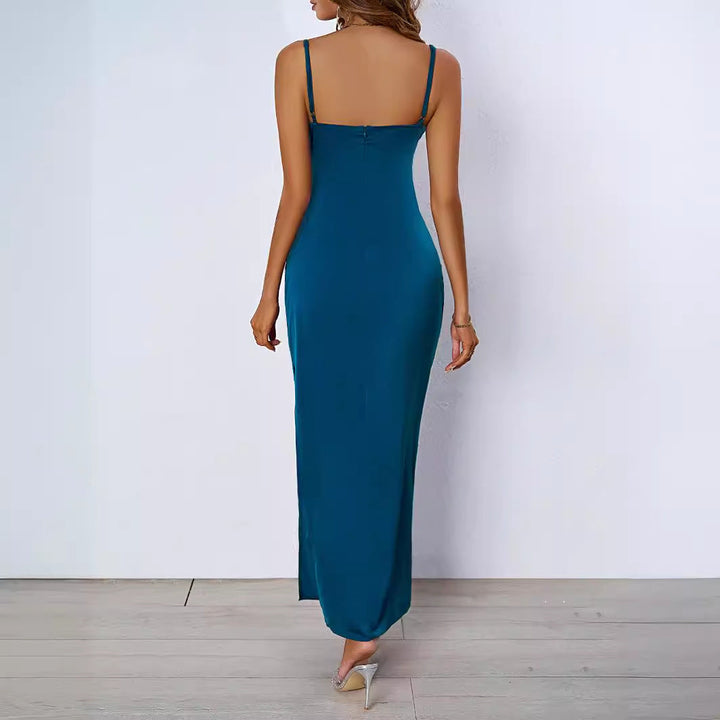Damen figurbetontes Abendkleid mit V-Ausschnitt und elegantem Drapierungsdesign W&W Mode