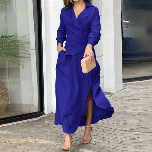 Damen Wickelmaxikleid mit eleganten Drapierungen und seitlichem Schlitz W&W Mode