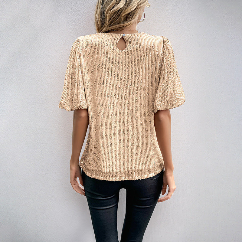 Damen Bluse mit voluminösen Puffärmeln und strukturiertem Gewebe W&W Mode