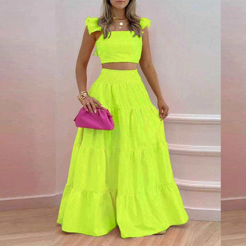 Damen Zweiteiliges Sommer-Outfit mit Volants W&W Mode