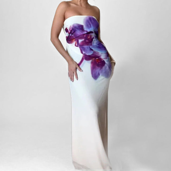 Damen Strapless Maxikleid mit floralem Druck und figurbetontem Schnitt W&W Mode
