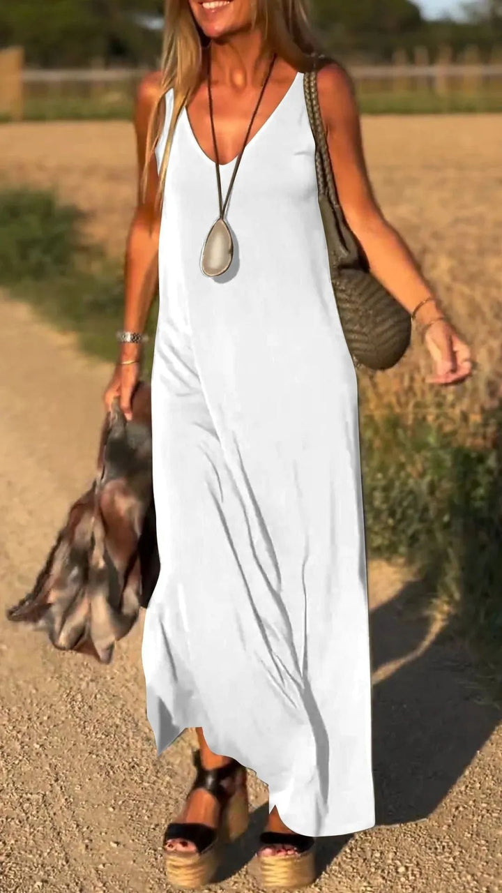 Damen Maxikleid mit eleganter V-Form und qualitativ hochwertigem Obermaterial W&W Mode