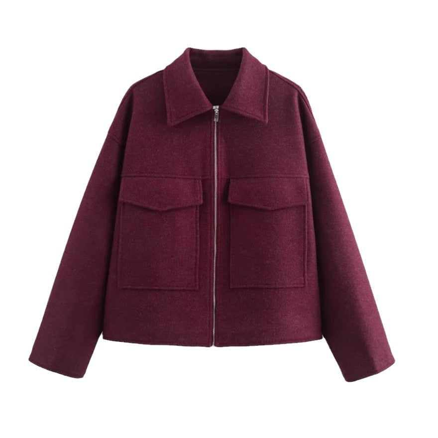Damen zeitlose Fleecejacke mit aufgesetzten Taschen und modernem Schnitt W&W Mode