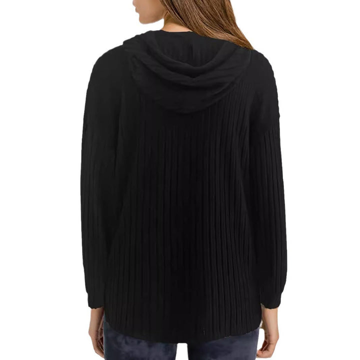 Damen lässiger Kapuzenpullover mit stilvollem Rippmuster und überschnittenen Ärmeln W&W Mode