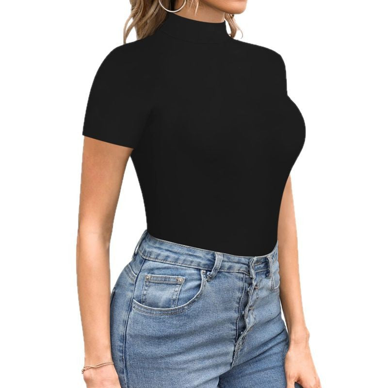 Damen Body mit hohem Kragen und Kurzarm W&W Mode