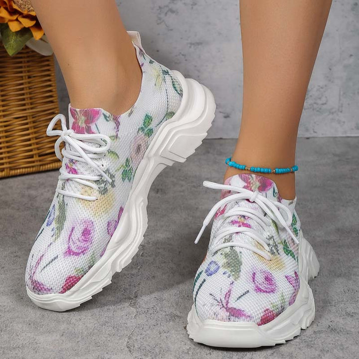 W&W Mode | Breite Sneaker Mit Blumenmuster Für Damen