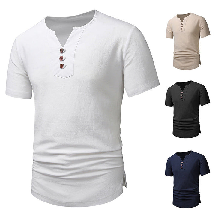 Herren Klassisches Lässiges Henley T-Shirt W&W Mode