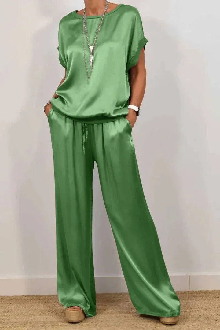 Damen elegantes Lounge-Set mit fließendem Schnitt und elastischem Bund W&W Mode