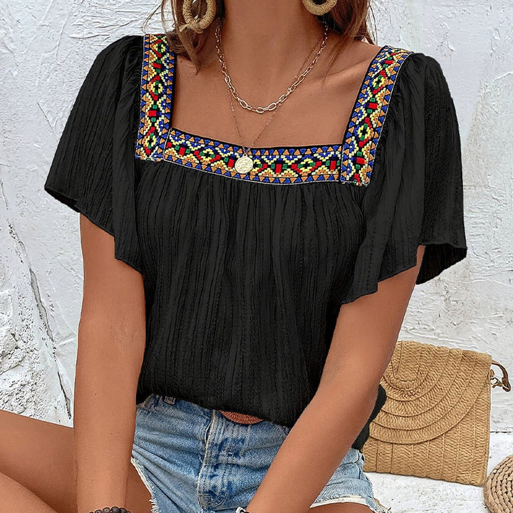 Damen luftige Sommerbluse mit Stickereien W&W Mode