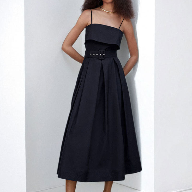 Damen Maxikleid mit schulterfreiem Design und elegantem Bindegürtel W&W Mode