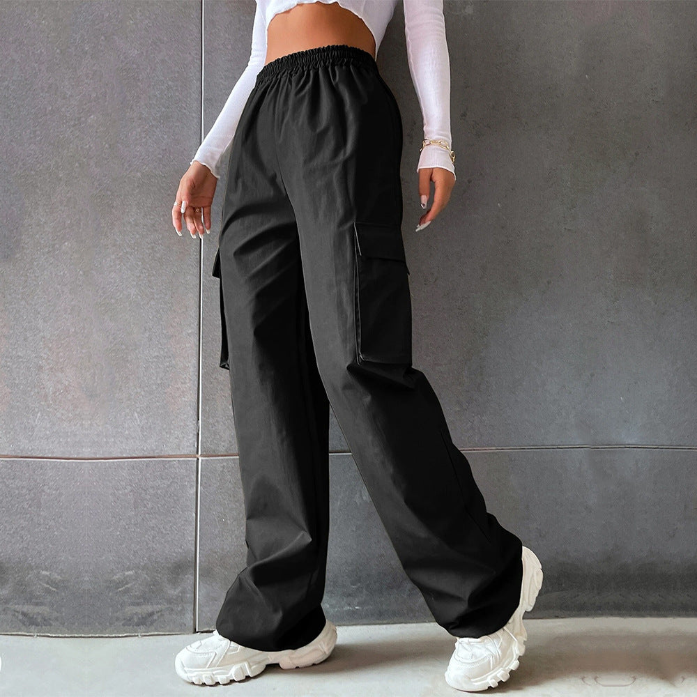 Damen Cargo-Hose mit elastischem Bund und seitlichen Taschen W&W Mode
