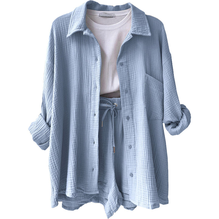Damen lässiges Sommer-Outfit mit moderner Knopfleiste und elastischem Bund W&W Mode