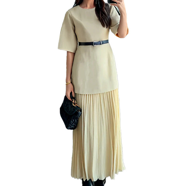Damen Elegantes Maxikleid mit figurbetontem Oberteil und voluminösem Rock W&W Mode