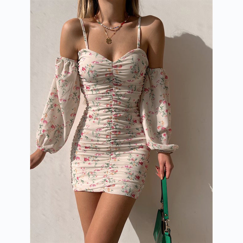 Damen Minikleid mit schulterfreiem Design und voluminösen Ärmeln W&W Mode