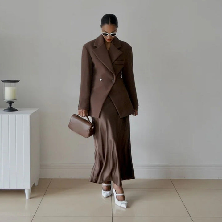 Damen eleganter, doppelreihiger Blazer mit klassischem Revers W&W Mode
