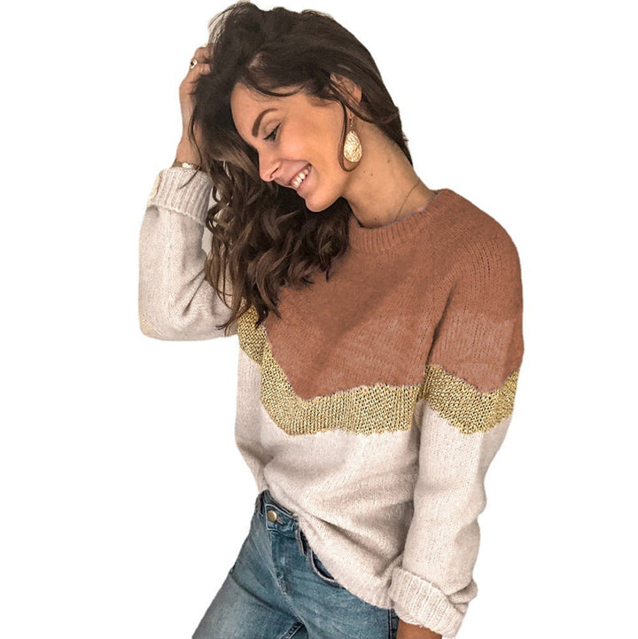 Damen gemusterter Pullover mit grafischem Strickdesign W&W Mode