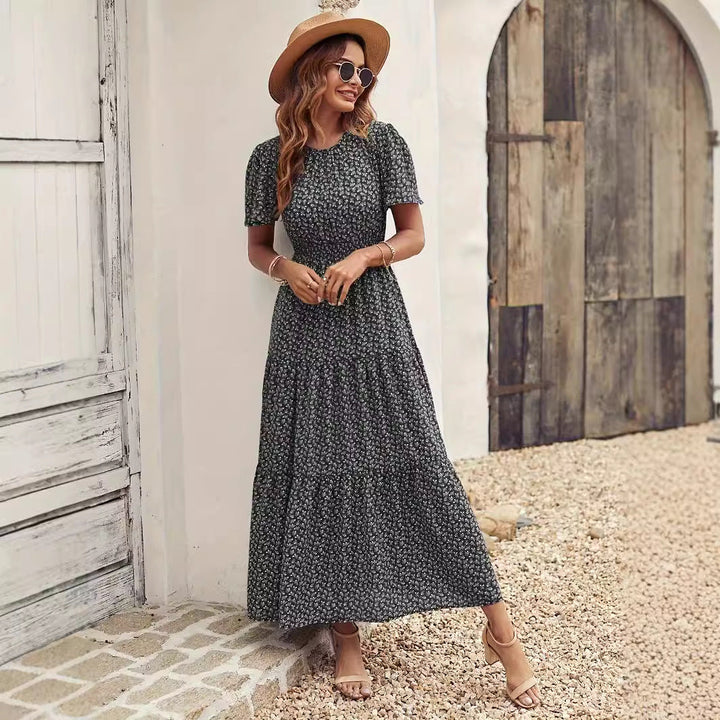 Damen Midikleid mit voluminösen Ärmeln und fließendem Rock W&W Mode