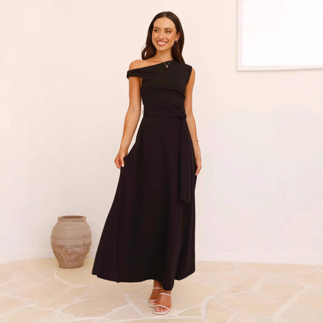 Damen Maxikleid mit asymmetrischem Schnitt und eleganter Drapierung W&W Mode