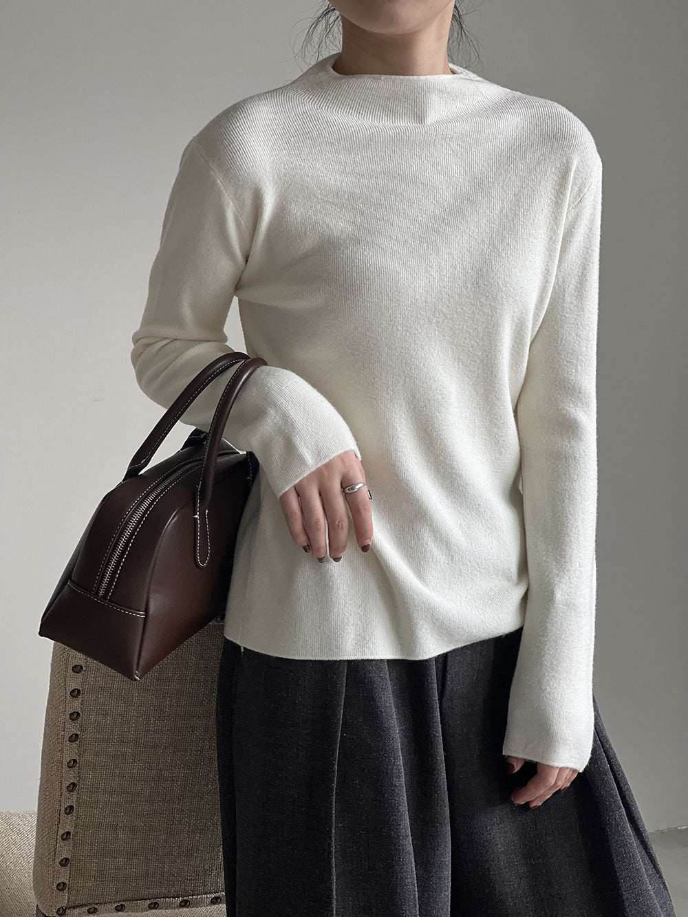W&W Mode Halbturtleneck gebürsteter Soft-Touch-Pullover