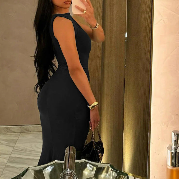 Damen Maxikleid mit körperbetontem Schnitt und eleganter Drapierung W&W Mode