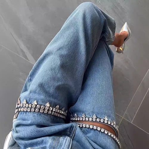 W&W Mode Damenjeans mit Löchern, gerader Schnitt