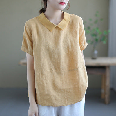 W&W Mode | Leinen Vintage Bluse für Damen - Stilvolle und Bequeme Bluse