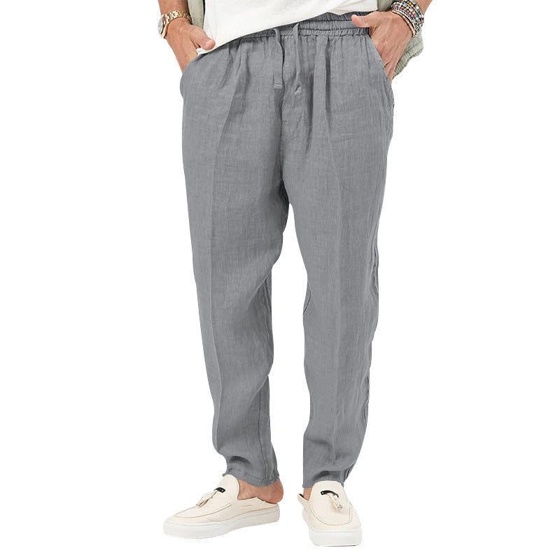 Herren Leichte Leinenhose mit elastischem Bund und praktischen Eingrifftaschen W&W Mode