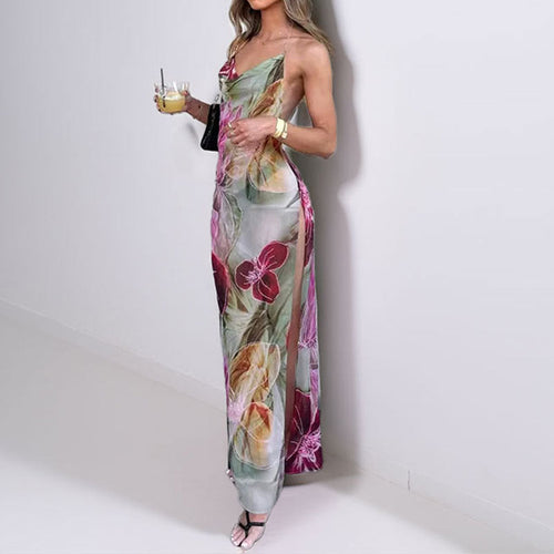Damen Maxikleid mit transparentem Blumenmuster und schlanker Silhouette W&W Mode