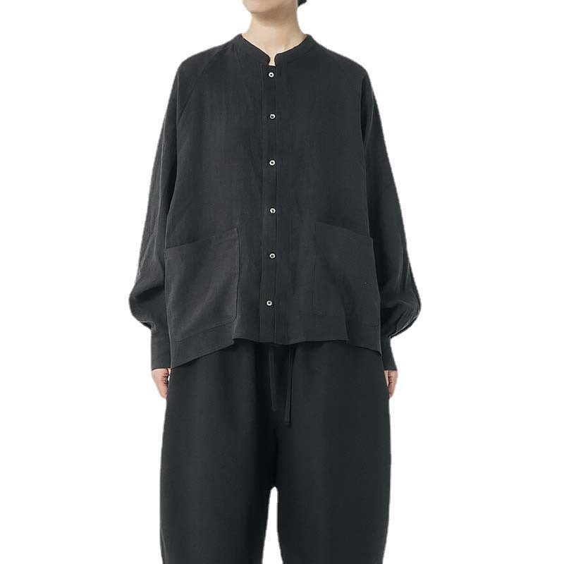 Damen Leinenbluse mit praktischen Taschen und lässigem Schnitt W&W Mode