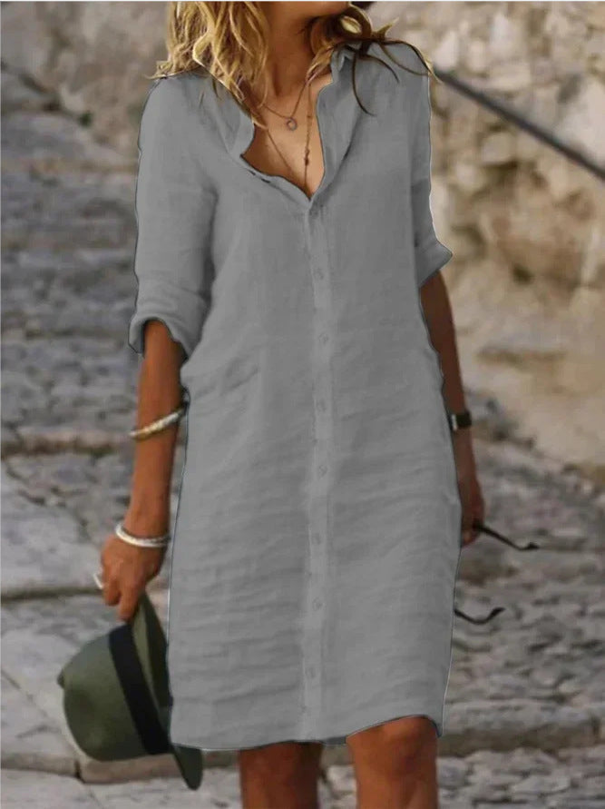 Damen lässiges Hemdkleid mit schicken Details W&W Mode