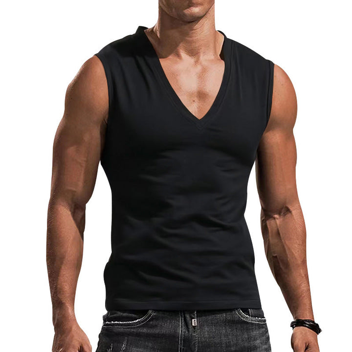 Herren ärmelloses V-Ausschnitt T-Shirt aus atmungsaktivem Material W&W Mode