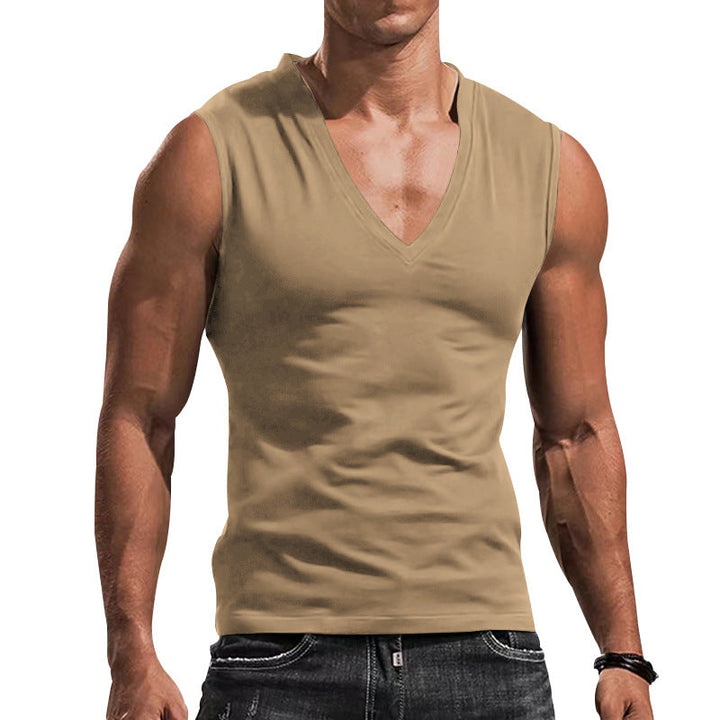 Herren ärmelloses V-Ausschnitt T-Shirt aus atmungsaktivem Material W&W Mode