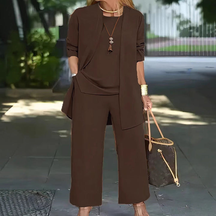 W&W Mode | Langarm-Cardigan-Weste Drei-Teile-Set