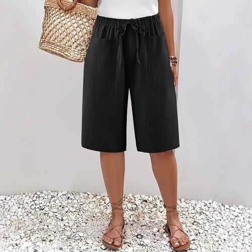 Damen lässige Culotte-Shorts mit elastischem Bund und praktischen Seitentaschen W&W Mode