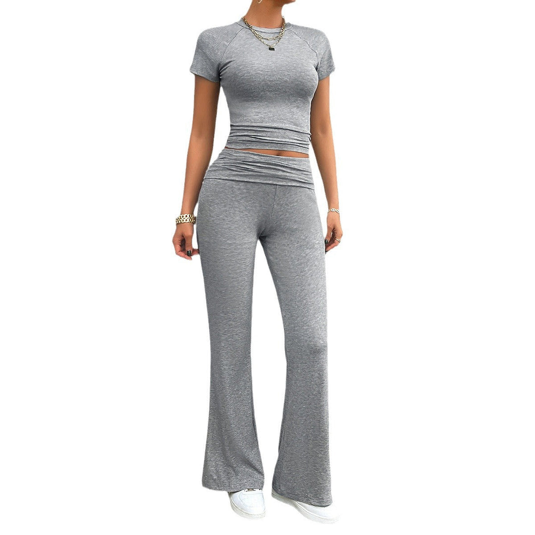Damen Freizeit-Loungewear-Set mit cropped Oberteil und weiter Hose W&W Mode