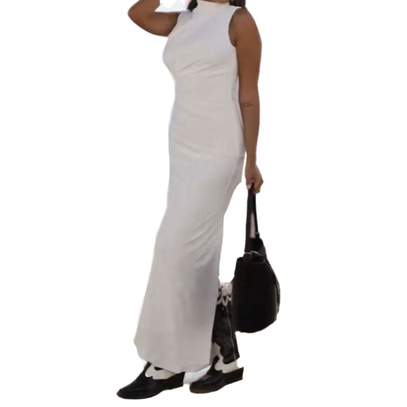 Damen Maxikleid mit elegantem Stehkragen und figurbetontem Schnitt W&W Mode