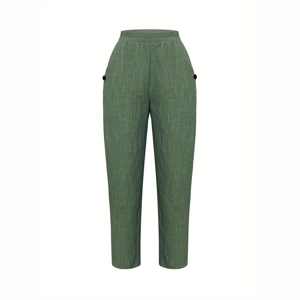 Damen Bequeme und luftige Leinenhose mit seitlichen Taschen W&W Mode