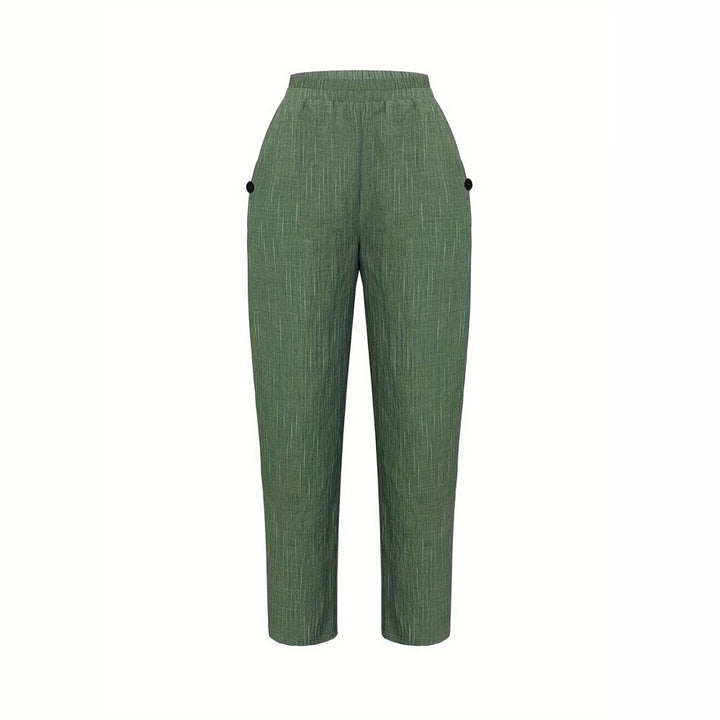 Damen Bequeme und luftige Leinenhose mit seitlichen Taschen W&W Mode