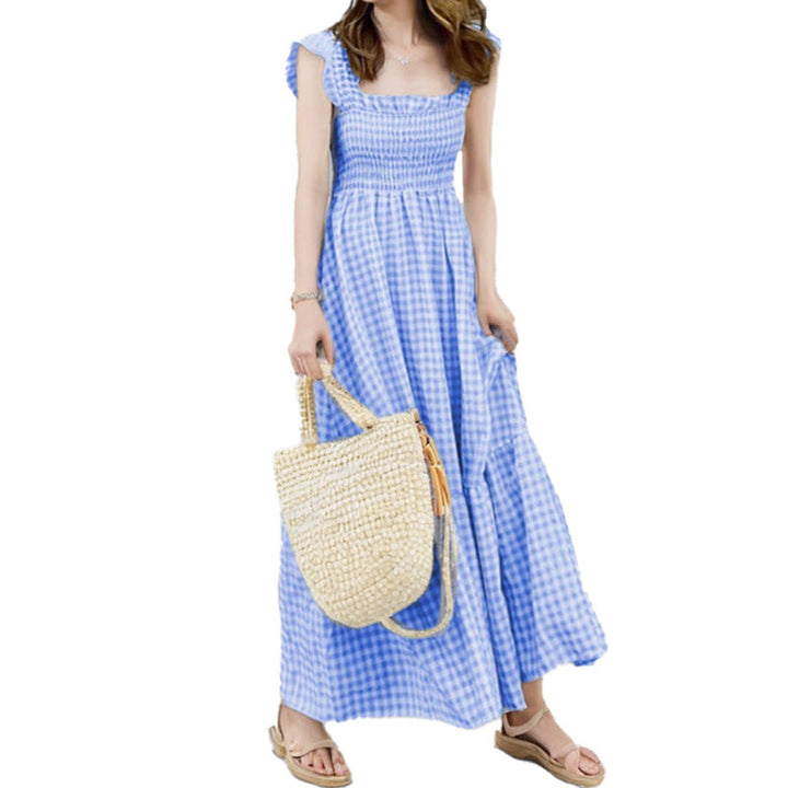 Damen Maxikleid mit elastischer Taille und Rüschendetails W&W Mode