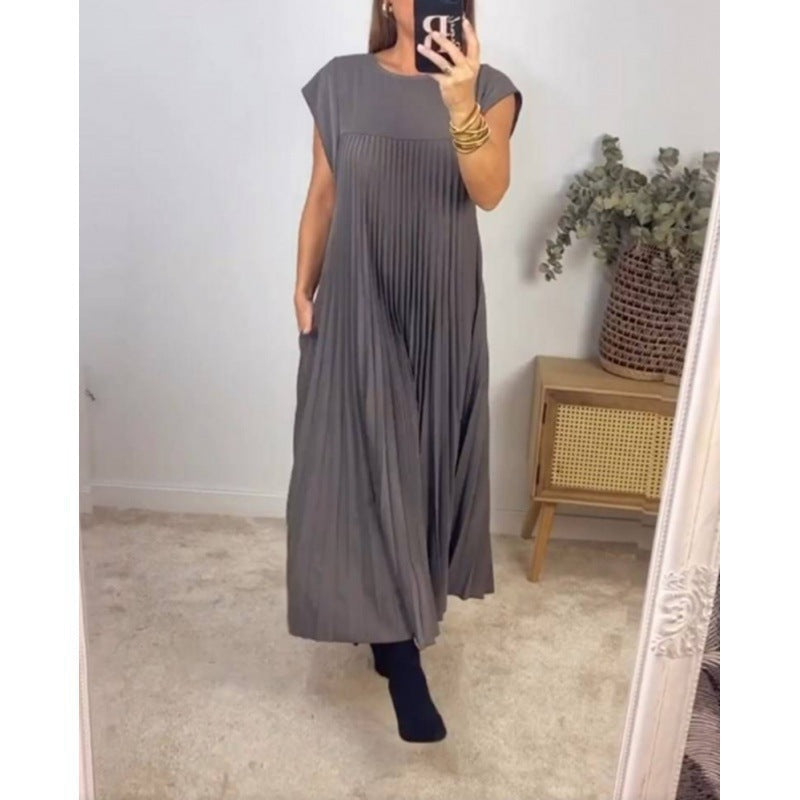 Damen Plissiertes Maxikleid mit elegantem Schnitt und dekorativen Details W&W Mode