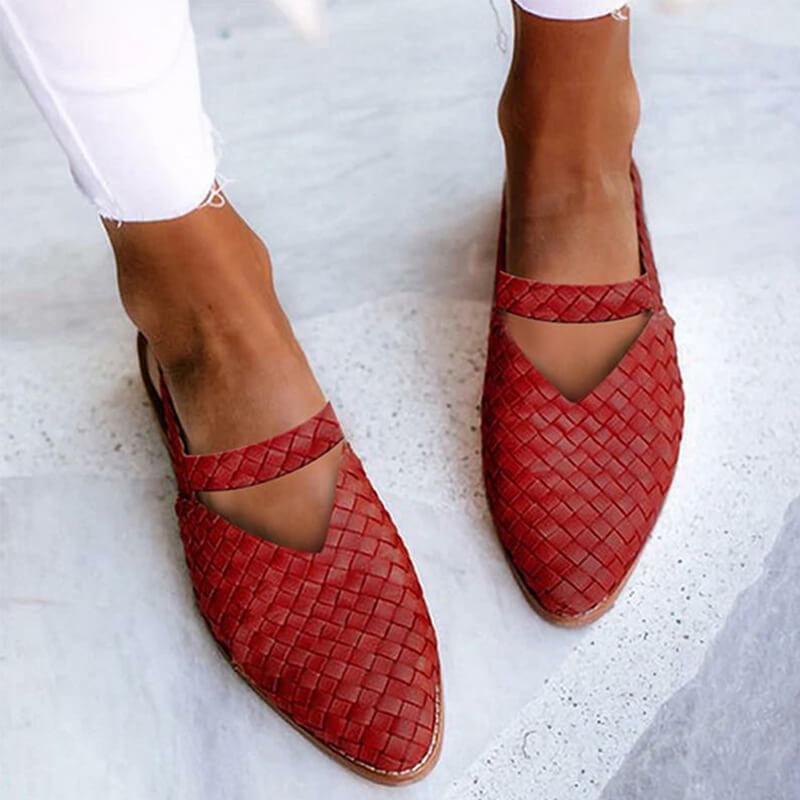 W&W Mode | Woven Style Spitze Slingback Flats Für Damen