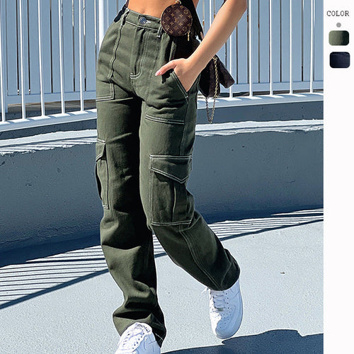 Damen Cargo-Hose mit elastischem Bund und praktischen Taschen W&W Mode