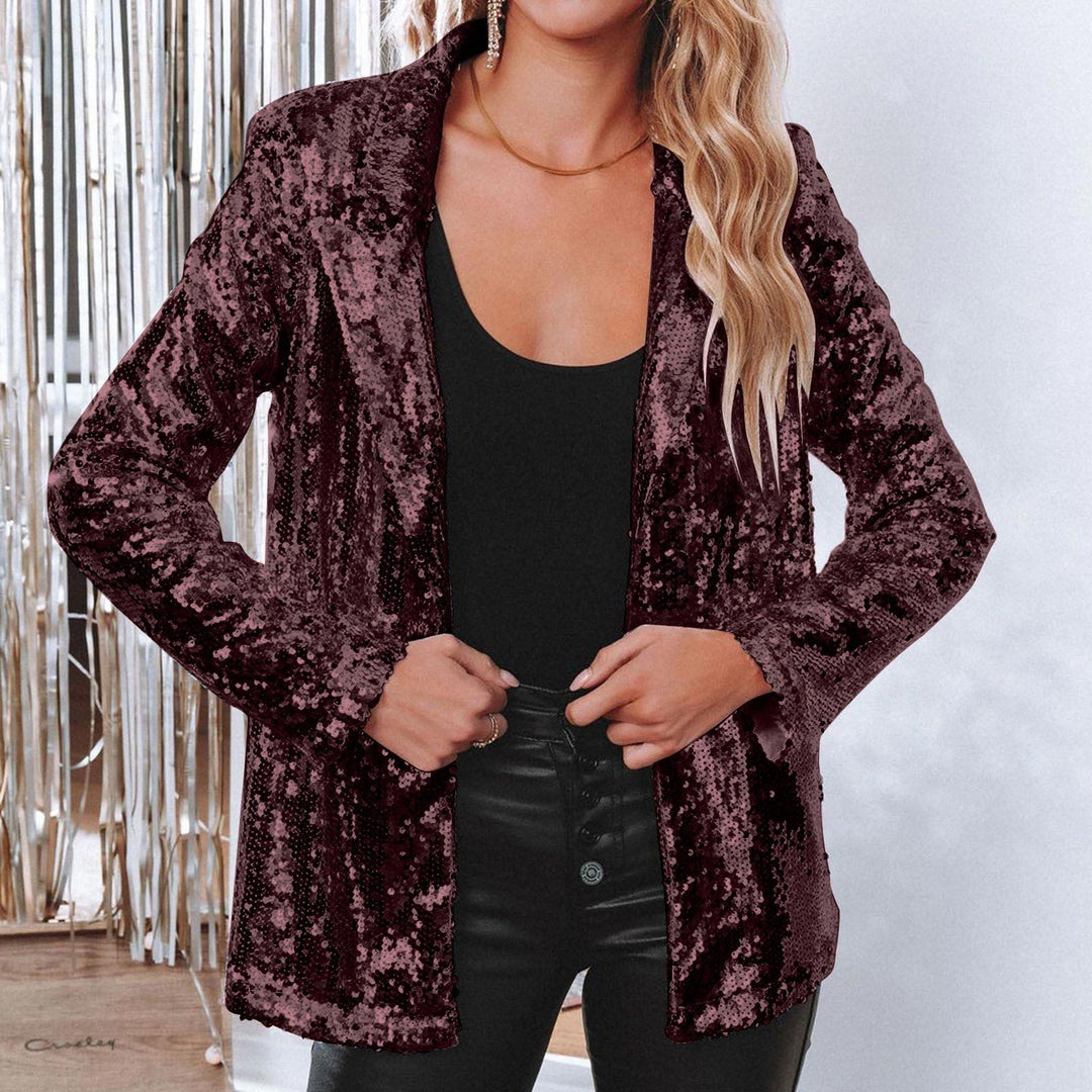 Damen eleganter Paillettenblazer mit schimmerndem Finish W&W Mode
