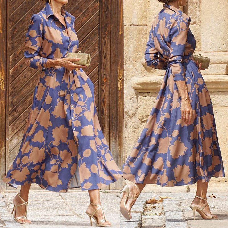 Damen Hemdblusenkleid mit floralem Muster und modernem Schnitt W&W Mode
