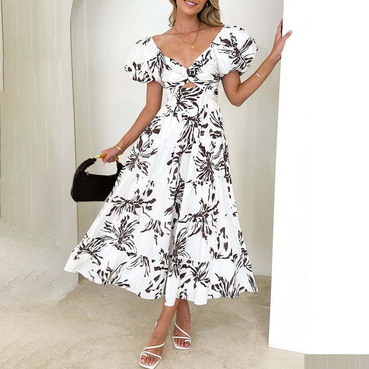 Damen Maxikleid mit voluminösen Puffärmeln und floralem Design W&W Mode
