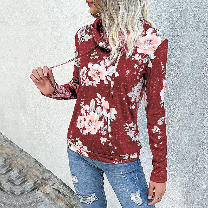 Damen Bluse mit floralem Design und modernem Hoody-Ausschnitt W&W Mode